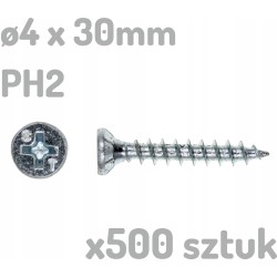 500x Wkręt do tworzywa drewna ocynkowany 4x30mm 4 x 30mm PH2 - 500 sztuk
