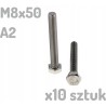 Śruba nierdzewna A2 M8x50 mm DIN 933 INOX x10 sztuk