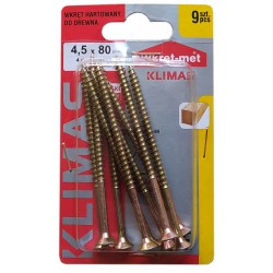 Wkręty hartowane do drewna 4,5x80mm PZ-2 x9 sztuk