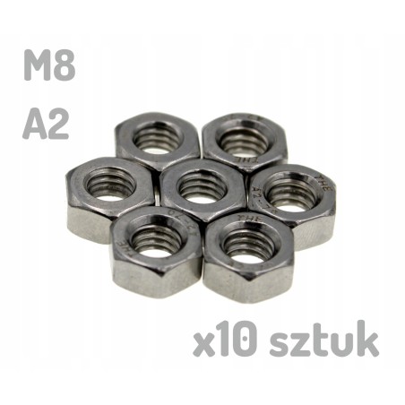 Nakrętka nierdzewna A2 M8 DIN 934 x 10 sztuk