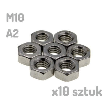 Nakrętka nierdzewna A2 M10 DIN 934 x 10 sztuk
