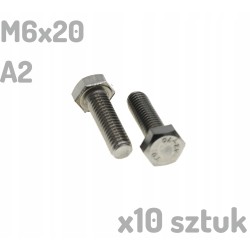 M6x20 Śruba nierdzewna A2 sześciokątna DIN 933 x10
