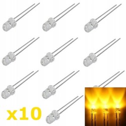 10x dioda LED 3mm żółta jasna clear 20mA