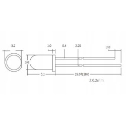 10x dioda LED 3mm żółta jasna clear 20mA