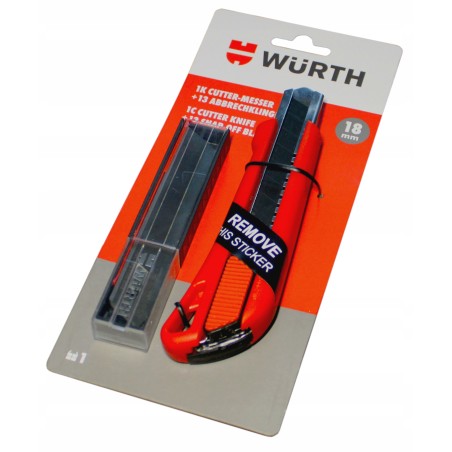 Zestaw nóż monterski plus 13 ostrzy 18mm Wurth