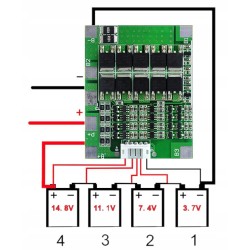 Moduł BMS z balanserem 18650 Li-ion 14.8V - 30A