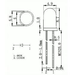 10x Diody LED 5mm kolor niebieski (10 sztuk)