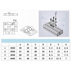 Zawias do profili aluminiowych 2020 M5