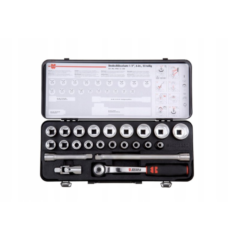 Wurth Zestaw kluczy nasadowych z grzechotką 1/2" 23 elementy | 096513230