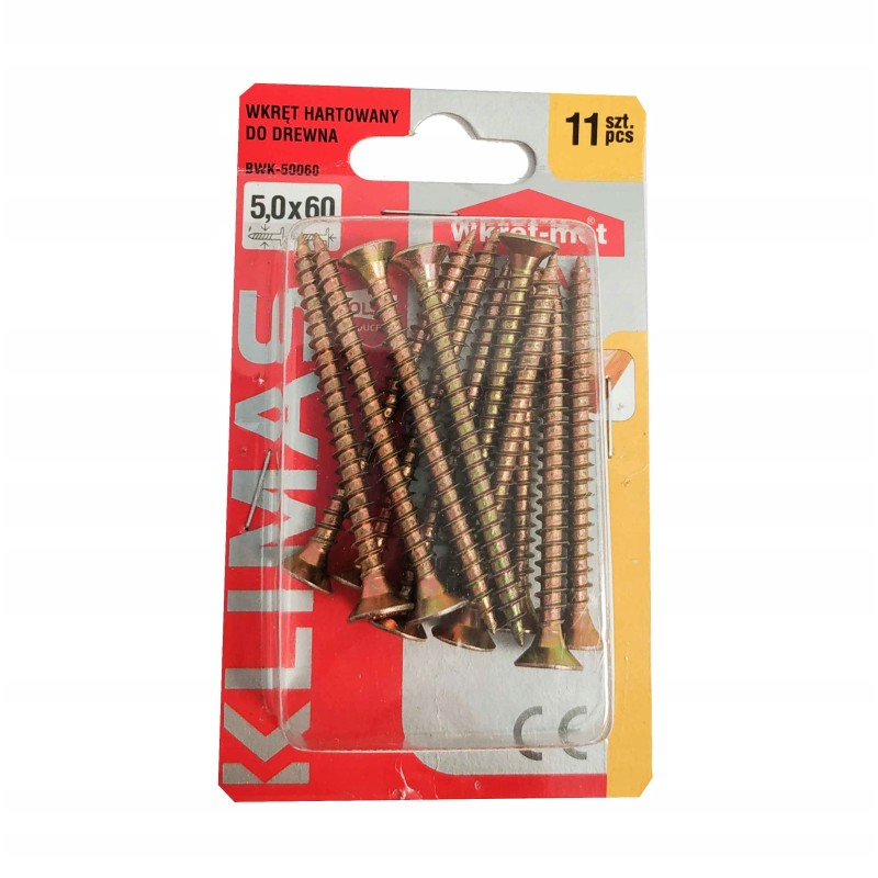 WKRĘTY DO DREWNA HARTOWANE 5x60mm PZ blister BWK Wkręt-met 11 szt.