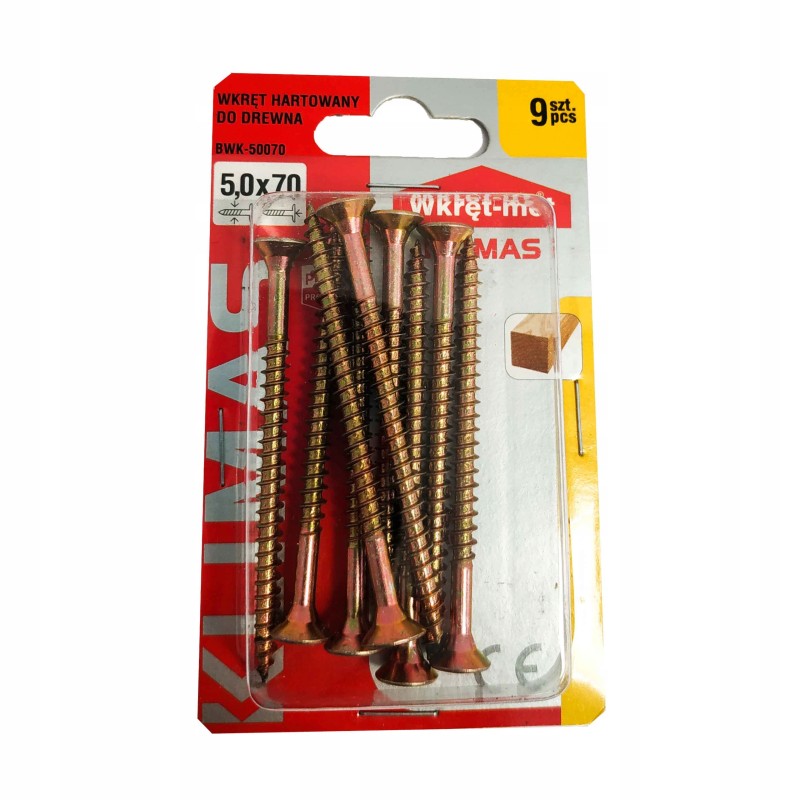WKRĘTY DO DREWNA HARTOWANE 5x70mm PZ blister BWK Wkręt-met 9 szt.