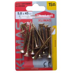 Wkręty hartowane do drewna 5,0X45mm PZ-2 x15 sztuk