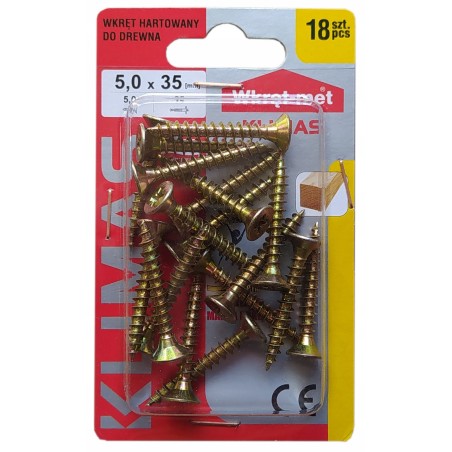Wkręty hartowane do drewna 5,0x35mm PZ-2 x18 sztuk