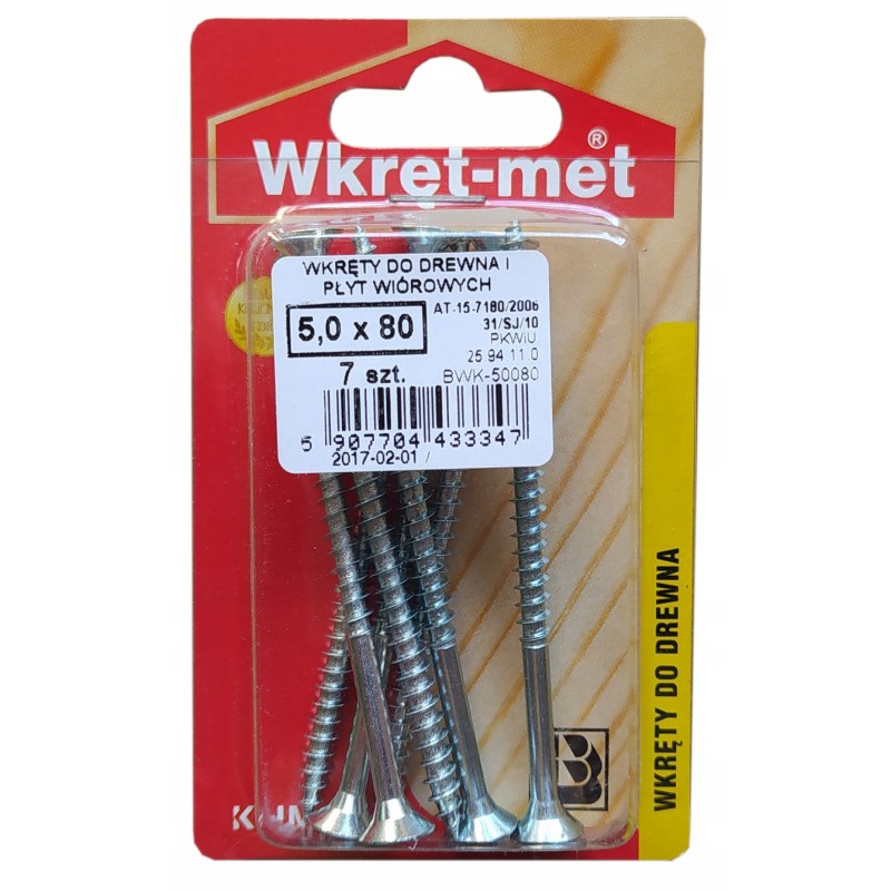 Wkręty do drewna Wkręt-Met BWK-50080 5 x 80 mm 7 szt.