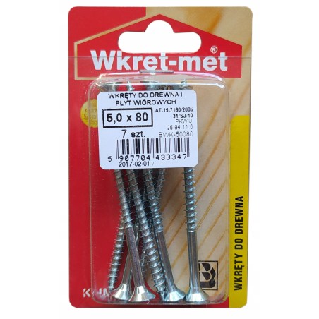 Wkręty do drewna Wkręt-Met BWK-50080 5 x 80 mm 7 szt.