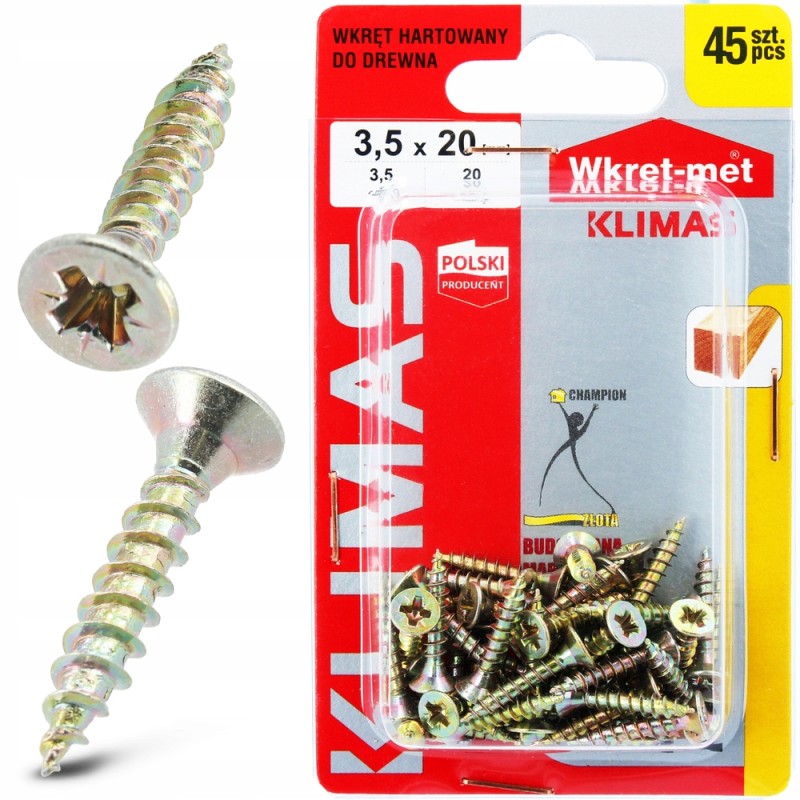 Wkręty Hartowane PZ-2 Drewna 3,5 x 20 mm 45 sztuk