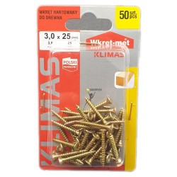 WKRĘTY DO DREWNA HARTOWANE 3x25mm PZ blister BWK Wkręt-met 50 szt.