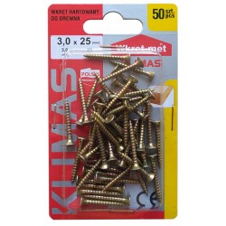 WKRĘTY DO DREWNA HARTOWANE 3x25mm PZ blister BWK Wkręt-met 50 szt.