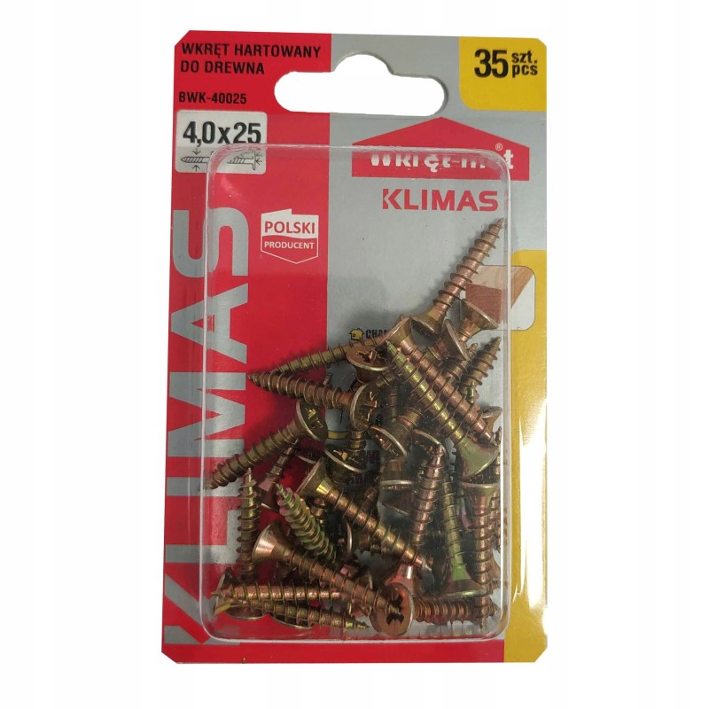 WKRĘTY DO DREWNA HARTOWANE 4x25mm PZ blister BWK Wkręt-met 35 szt.