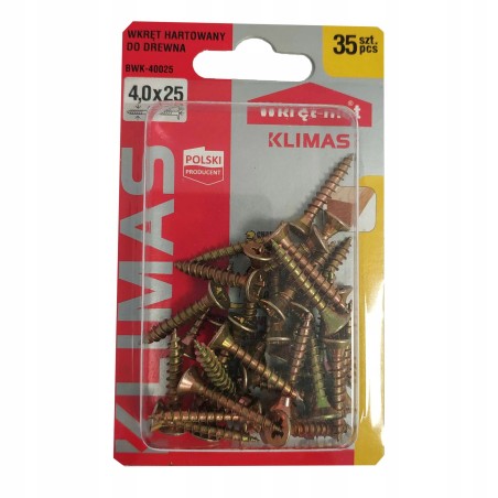 WKRĘTY DO DREWNA HARTOWANE 4x25mm PZ blister BWK Wkręt-met 35 szt.