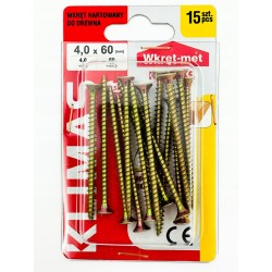 Wkręty hartowane do drewna 4,0x60mm PZ-2 x15 sztuk