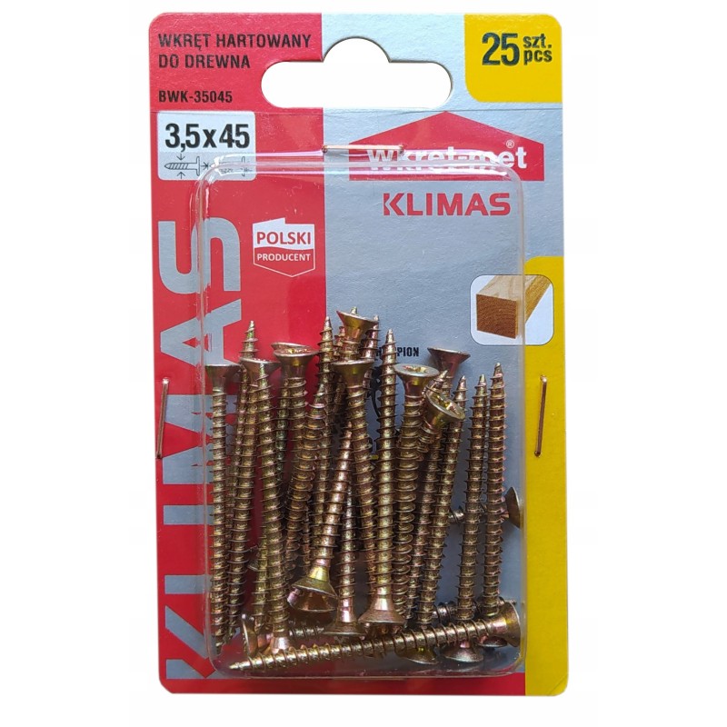 Wkręty hartowane do drewna 3,5x45mm PZ-2 x25 sztuk