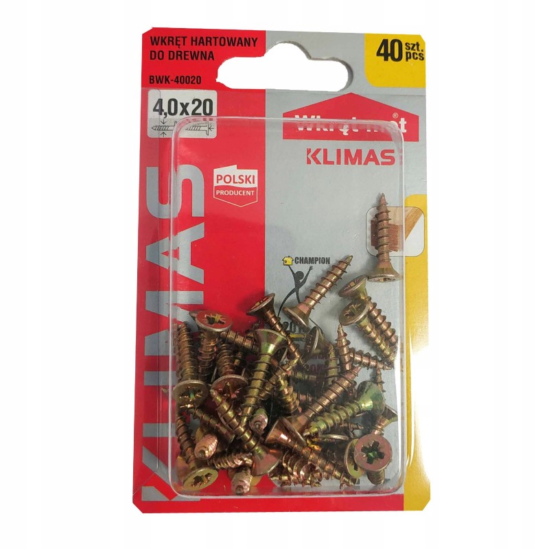 WKRĘTY DO DREWNA HARTOWANE 4x20mm PZ blister BWK Wkręt-met 40 sztuk