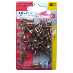 WKRĘTY DO DREWNA HARTOWANE 4x20mm PZ blister BWK Wkręt-met 40 sztuk