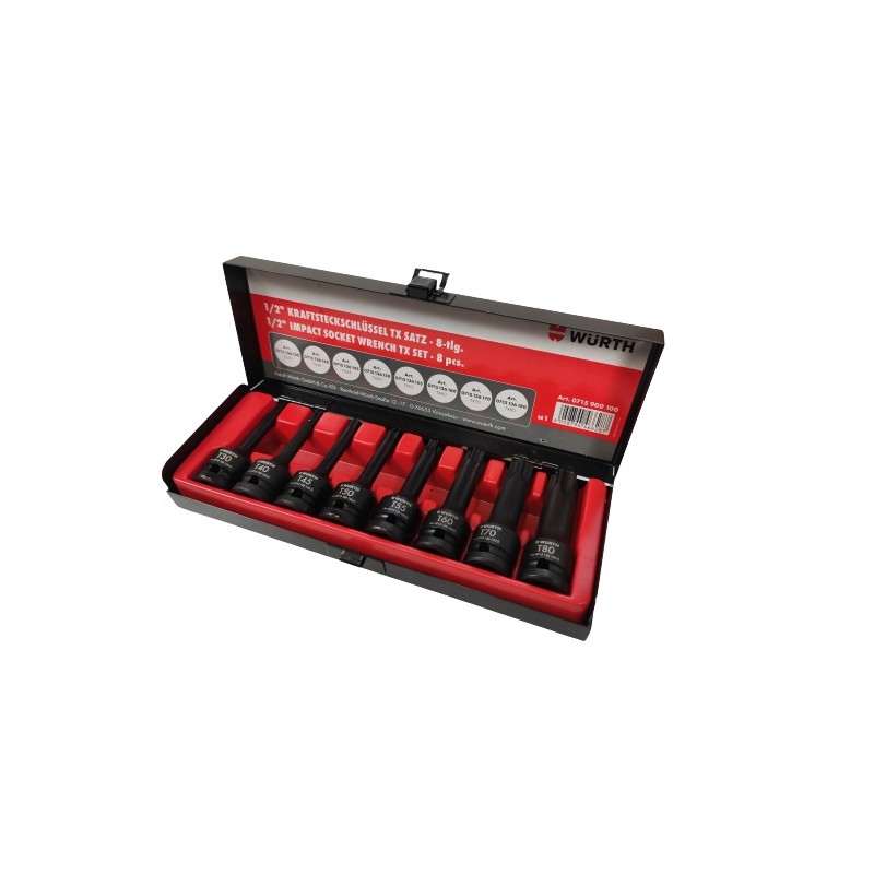 WURTH KLUCZ NASADKI UDAROWE 1/2 cala TORX TX 8 szt