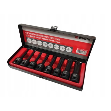 WURTH KLUCZ NASADKI UDAROWE 1/2 cala TORX TX 8 szt