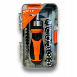 Podręczny śrubokręt z grzechotką, bitami i nasadkami Werckmann