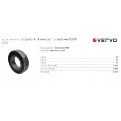 Łożysko kulkowe jednorzędowe 6308 2RS 40x90x23mm 6308RS