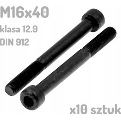 Śruba imbusowa M16x40 klasa 12.9 czarna DIN 912 x10 sztuk