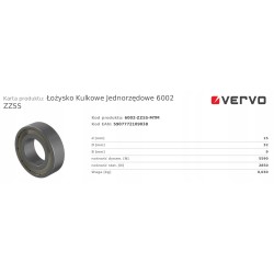 Łożysko kulkowe nierdzewne SS 6002 ZZ 15x32x9mm SS6002ZZ